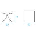 Tavolo quadrato 4 posti Combo 1812 Emu dimensioni