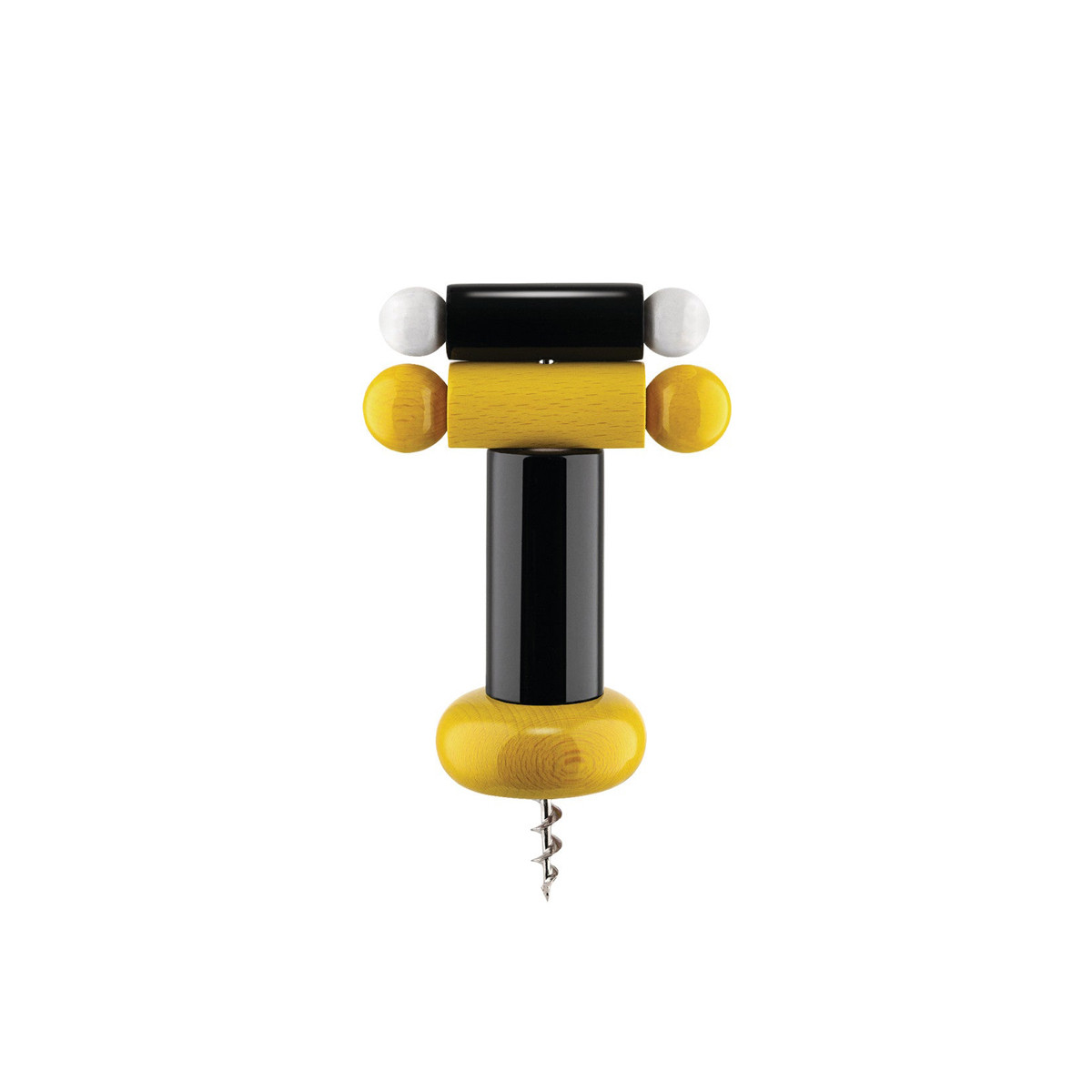 Alessi ES17 1 Cavatappi in legno di faggio Nero Giallo e Bianco