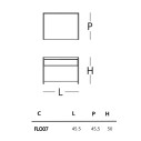 Float Cassettiera 45,5x45,5x50 Glas dimensioni