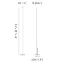 Fly Long H 247 lampada da terra Contardi dimensioni