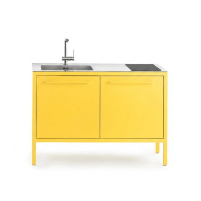 Frame Cucina L 128 Composizione Top Acciaio Inox