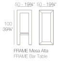 Frame Tavolo alto 50x50x100 Vondom dimensioni