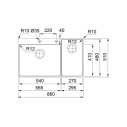 Franke Box Center BWX 220-54-27 Lavello 2 vasche inox satinato 86x51 dimensioni
