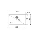 Franke BXX 210/110-68 Lavello 1 vasca 73x45 inox satinato dimensioni