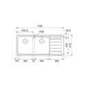 Franke Lavello Neptune Nex 620 inox satinato 2 vasche 86x51 dimensioni