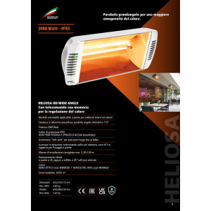 Riscaldamento elettrico a raggi infrarossi HELIOSA modello argento 9-3 -  4000 W IPX5 Bluetooth