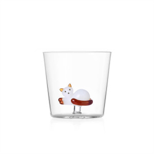 Tabby Cat Tumbler Gatto sdraiato bianco coda ambra