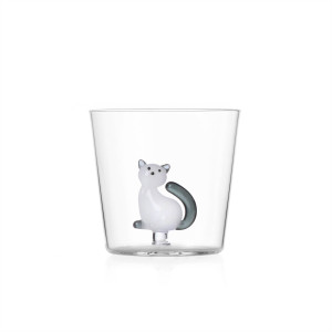 Tabby Cat Tumbler Gatto bianco con coda grigia