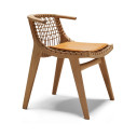 Knoll Citterio Klismos Sedia con braccioli e schienale intrecciato naturale vista