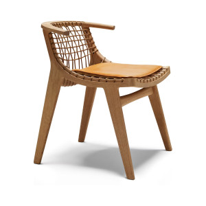 Knoll Citterio Klismos Sedia con braccioli e schienale intrecciato naturale