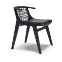 Knoll Citterio Klismos Sedia con braccioli e schienale intrecciato nero vista