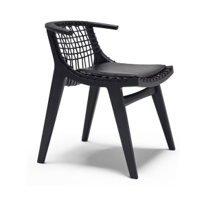 Knoll Citterio Klismos Sedia con braccioli e schienale intrecciato nero