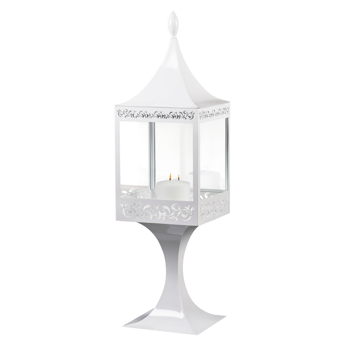 Lanterna con base da tavolo Light of Sultan acciaio H 47,5 38X38 bianco