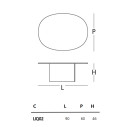 Liquefy Tavolino 90x60x46 Glas dimensioni