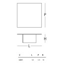 Liquefy Tavolino 120x120x36 Glas dimensioni