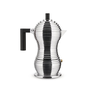 Alessi MDL02/6 B Pulcina Caffettiera espresso Alluminio-Nero 6 Tazze