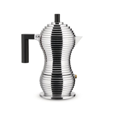 Alessi MDL02/6BFM Pulcina Caffettiera espresso Induzione Alluminio-Nero 6 Tazze 