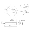 Melanocetus pl double lampada da soffitto Contardi dimensioni