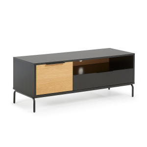 Mobile TV Savoi 1 anta in MDF laccato nero e acciaio verniciato nero 120 x 50 cm