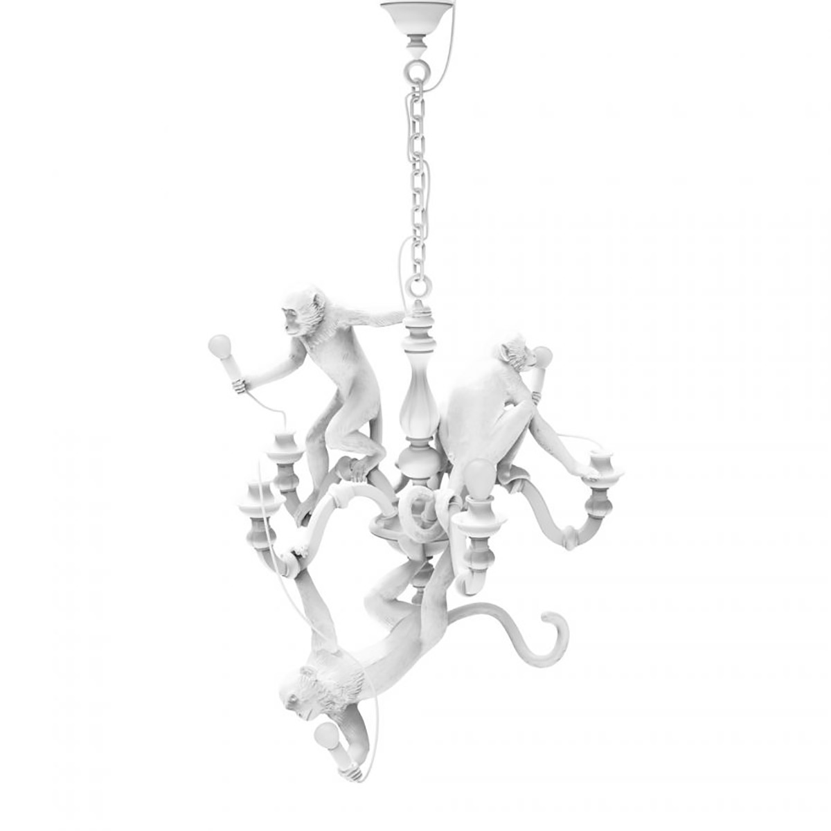 Monkey Lamp Chandelier White Seletti