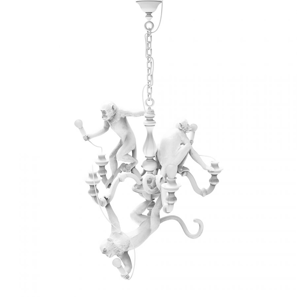 Monkey Lamp Chandelier White Seletti