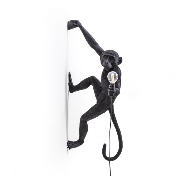 Monkey Lamp Hanging Right Hand Black Seletti