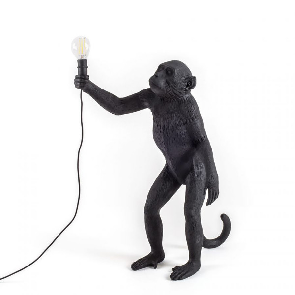 Monkey Lamp Standing Black Seletti