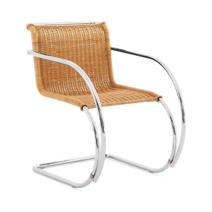Knoll Mies Van Der Rohe MR Sedia con braccioli in midollino