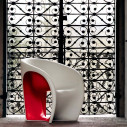 Driade MT1 Poltrona bianco, sabbia e rosso ambientazione