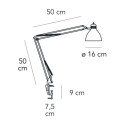 FontanaArte Naska Grande lampada da tavolo nera con morsetto dimensioni
