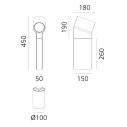 Artemide Oblique Bollard lampada da terra outdoor dimensioni
