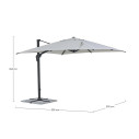 Ombrellone Braccio Ines 3x3 antracite-grigio chiaro Bizzotto dimensioni