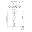Orchid 4 luci Orizzontale Lampada a sospensione Axolight dimensioni