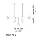 Peggy SP 9 lampada a sospensione Vistosi dimensioni