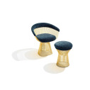 Knoll Platner Sgabello Oro 18 K vista