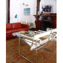 Knoll Platner Tavolino nickel cristallo Ø 107 ambientazione