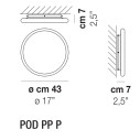 Pod Ø 43 cm lampada da soffitto-parete Vistosi dimensioni
