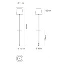 Poldina Pro LED lampada con picchetto Corten Zafferano dimensioni