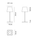 Poldina Mini Pro LED lampada da tavolo Cromo lucido Zafferano dimensioni