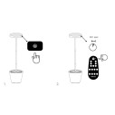 Poldina Reverse Solar L RF LED lampada da terra solare ricaricabile Corten Zafferano dettaglio modalità RF Radio Frequenza