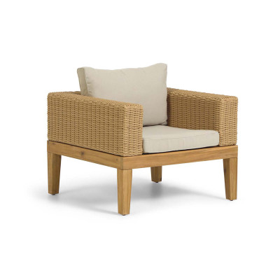 Poltrona Giana legno massiccio di acacia e rattan FSC 100%
