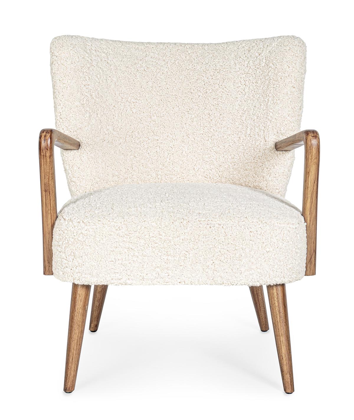 Bizzotto Arlette Poltrona Shabby Chic 2246 | Struttura Legno Bianco, Rivestimento In Lino E Cotone, Con Ruote, 68x73x75 Cm
