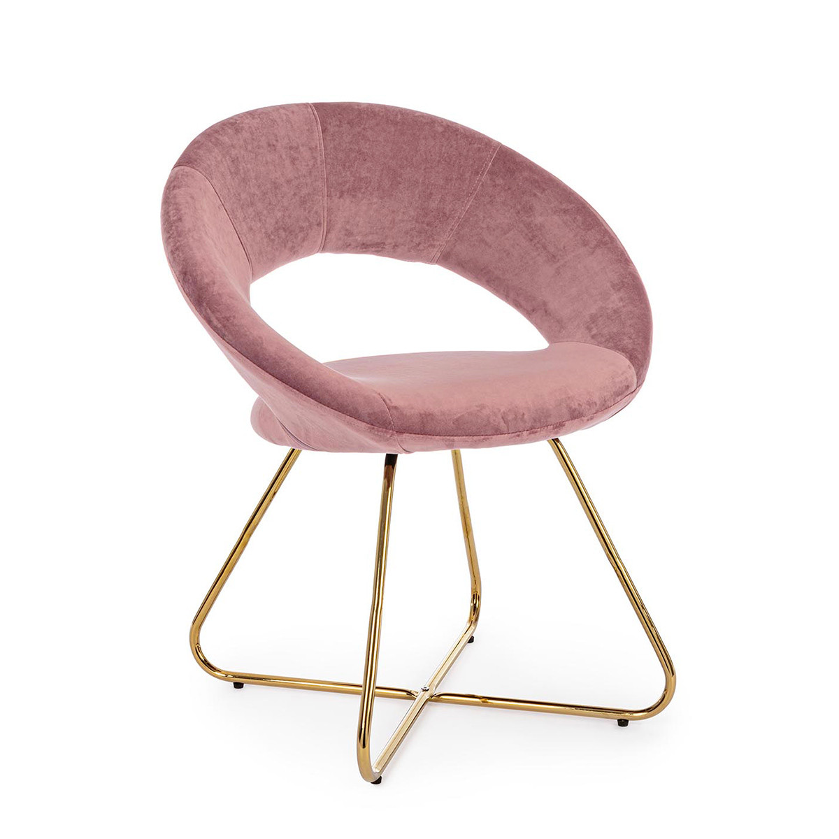 Poltrona Vanity oro velluto rosa