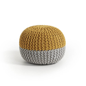 Pouf Arnot Ø 50 cm senape e grigio