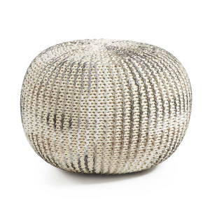 Pouf Shott Ø 45 cm bianco e argento