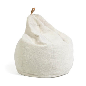 Pouf Vicka effetto shearling bianco Ø 70 cm