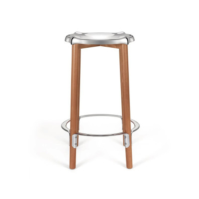 Alessi PS21 Poele High Stool Sgabello alto acciaio lucido