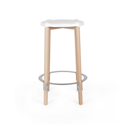 Alessi PS21 W Poele High Stool Sgabello alto acciaio Bianco