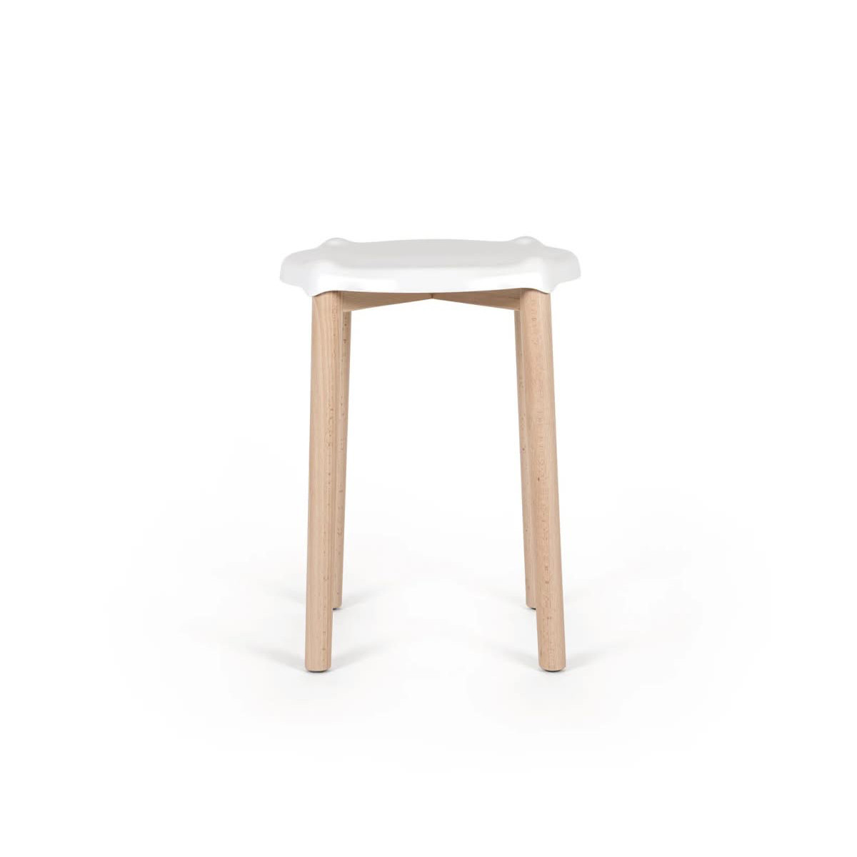 Alessi PS22 W Poele Low Stool Sgabello basso acciaio Bianco