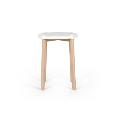 Alessi PS22 W Poele Low Stool Sgabello basso acciaio Bianco